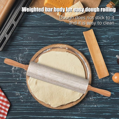 Marble Rolling Pin With Stand, 18.1-Inch Polished Non-Stick Stone Dough Roller With Wooden Handles for Baking Pasta, Pizza, Cookies, Pie Crust, Kitchen Pastry Tools (1, Viva Jade, 18.1)