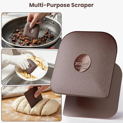 Pan Scraper, 5 Pcs Pot Scraper, Pan Scraper Plastic, Multifunctional Scraper Tool for Kitchen, Non-Slip, Food Safe, High Heat Resistant