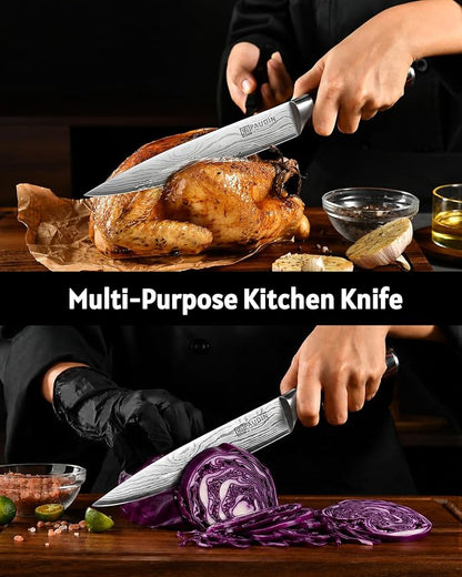 PAUDIN Carving Knife 8 inch, Ultra Sharp Brisket Slicing Knives, Premium Meat Cutting Knives German Stainless Steel, BBQ Knife with Ergonomic Handle, for Slicing Roast, Meats and Vegetables