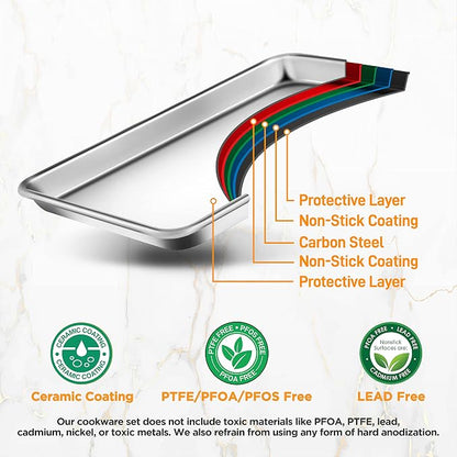 NutriChef Aluminum Baking Sheet w/ Cooling Rack - Thick & Durable Cookie Sheet Tray for Baking Pastries, Cookies, Bacon, & More - PFOS, PTFE, PFOA FREE, Dishwasher Safe (13" x 10")