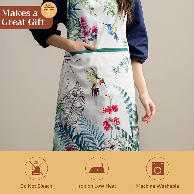 Maison d' Hermine 100% Cotton Apron for women with Pocket Kitchen Chef Apron for Men Cooking Spring Summer