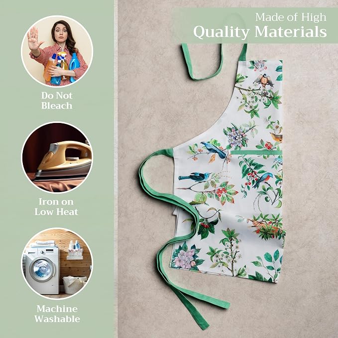 Maison d' Hermine 100% Cotton Apron for women with Pocket Kitchen Chef Apron for Men Cooking Spring Summer