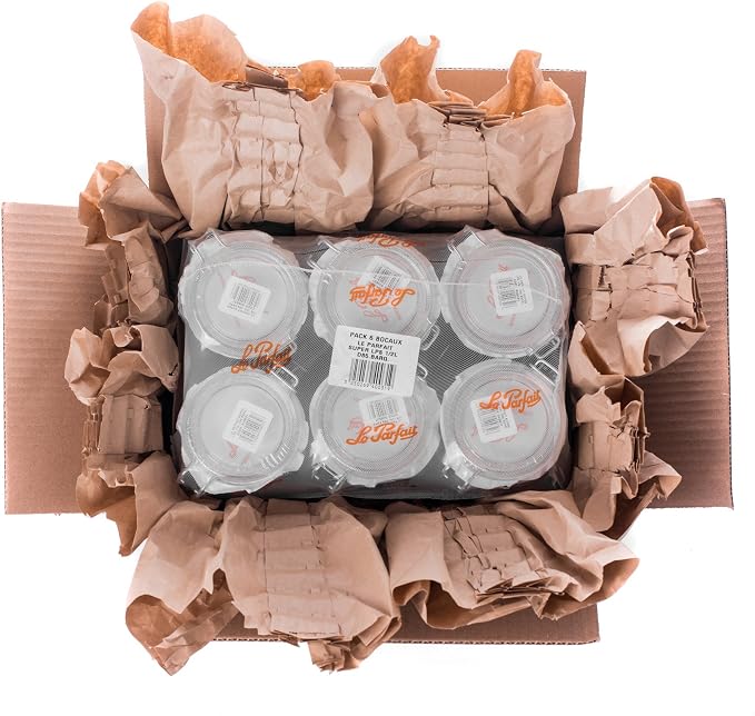 Le Parfait Super Jar 500mL (16oz) French Glass Preserving Jar w/Airtight Rubber Seal & Wire Bail Closure - BPA-Free Canning Jar for Pickles, Fruit, Sauce & Food Storage - Made in France Since 1930 6PK