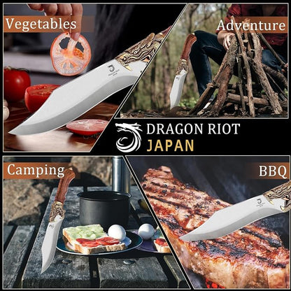 DRAGON RIOT Razor Sharp Chef Knife for Cooking, Hand Forged Meat Cutting Kitchen Knife with Sheath & Ergonomic Handle, Cooking Knife for Kitchen Home Gift Box