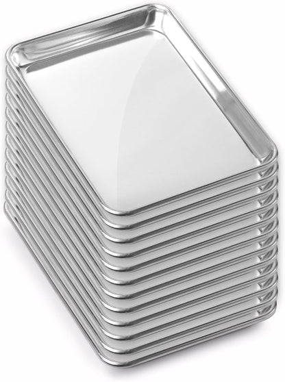 GRIDMANN 9" x 13" Commercial Grade Aluminum Cookie Sheet Baking Tray Jelly Roll Pan Quarter Sheet - 12 Pans
