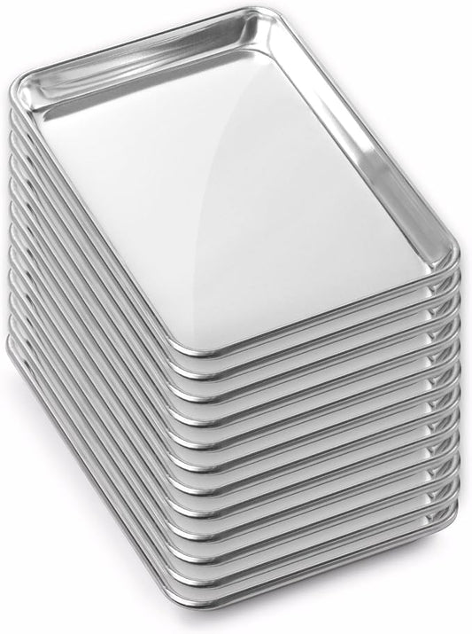 GRIDMANN 9" x 13" Commercial Grade Aluminum Cookie Sheet Baking Tray Jelly Roll Pan Quarter Sheet - 12 Pans