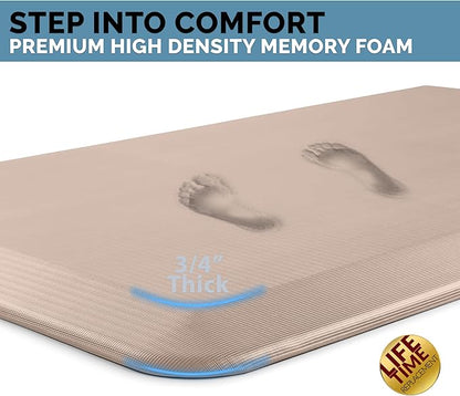 ComfiLife Anti Fatigue Floor Mat – 3/4 Inch Thick Kitchen Mats for Floor, Standing Desk Mat, Kitchen Rug – Comfort at Home, Office – Durable – Stain Resistant – Non-Slip Bottom (20" x 32", Rose Gold)