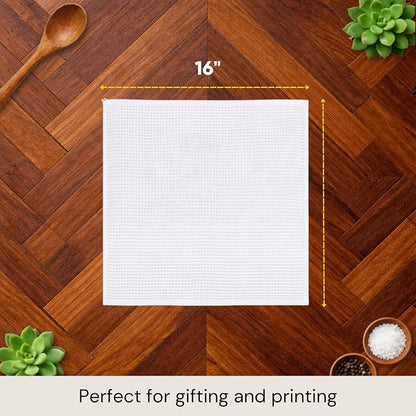Microfiber Wholesale Sublimation Blanks Towels 16x16 - Premium Waffle Weave Microfiber Towels for Kitchen - Polyester Blanks for Kitchen or Craft Use - 6 Pack