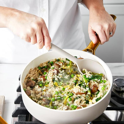 GreenPan Silicone Ultimate Spoon, Mixing Stirring Serving Cooking Kitchen Utensil, Flexible Rubber Nonstick Cookware, Rigid Steel Core, Heat-Resistant, Anti-Slip Handle BPA-Free Dishwasher Safe, Taupe