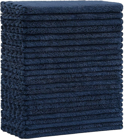 Kitinjoy 24 Pack Kitchen Cloths Dish Towels (7" x 9", Navy Blue), Super Soft and Absorbent Dish Cloths, Nonstick Oil Fast Drying Coral Velvet Microfiber Cleaning