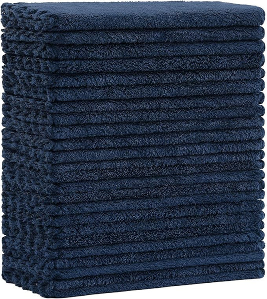 Kitinjoy 24 Pack Kitchen Cloths Dish Towels (7" x 9", Navy Blue), Super Soft and Absorbent Dish Cloths, Nonstick Oil Fast Drying Coral Velvet Microfiber Cleaning