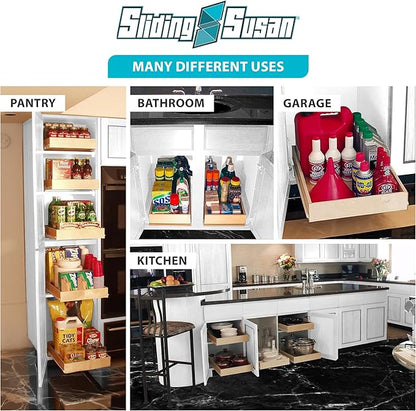 SlidingSusan Pull Out Drawer Organizer for Cabinets, Gliding Soft Close Shelves for Kitchen, Pantry, Bathroom, & Storage Organization, Hard Rock with MDF Core, 20 Inch Wide x 18 Inch Deep