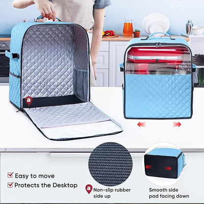BAGSPRITE Stand Mixer Cover with Appliance Sliders Base Compatible with KitchenAid Mixer-Storage Bag for 6/7/8 Quart with Pockets for Kitchen Aid Accessories and Attachments