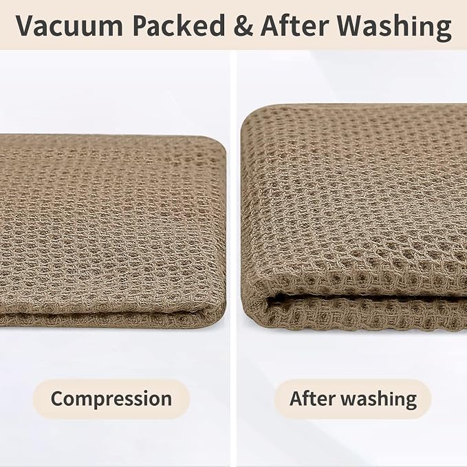 Homaxy 100% Cotton Kitchen Towels and Dishcloths Set, 12 x 12 Inches and 13 x 28 Inches, Set of 10 Bulk Kitchen Towels Set, Ultra Soft Absorbent Dish Cloths for Washing Dishes, Tan
