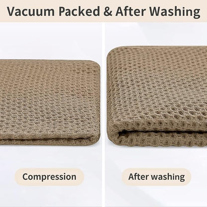 Homaxy 100% Cotton Kitchen Towels and Dishcloths Set, 12 x 12 Inches and 13 x 28 Inches, Set of 10 Bulk Kitchen Towels Set, Ultra Soft Absorbent Dish Cloths for Washing Dishes, Tan