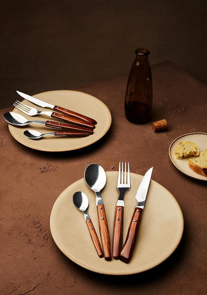 Arcos Table Knives Series, Chop Knife, 110 mm Nitrum Stainless Steel Serrated Blade, Compressed Wood Handle Brown