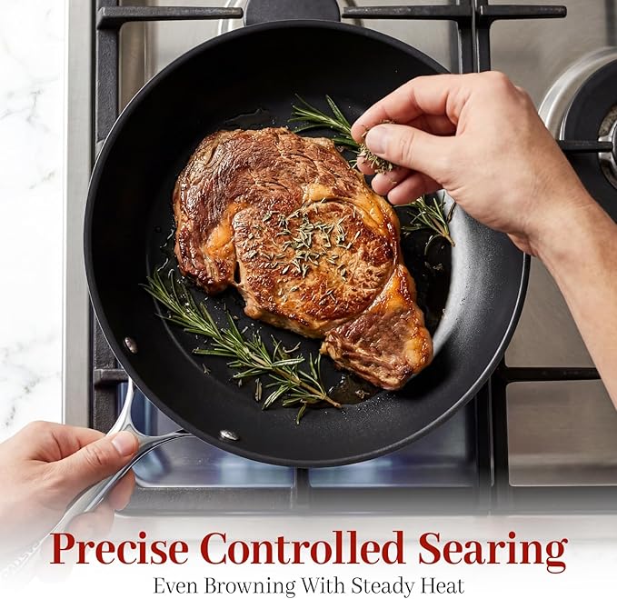 Carbon Steel Frying Pan 9.5" - Pre-Seasoned Carbon Steel Skillet, Lightweight, Natural Non-Stick, Induction Compatible