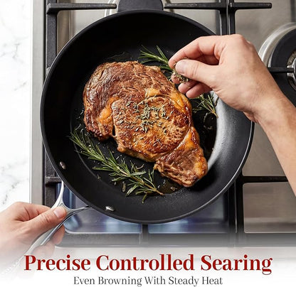 Carbon Steel Frying Pan 9.5" - Pre-Seasoned Carbon Steel Skillet, Lightweight, Natural Non-Stick, Induction Compatible