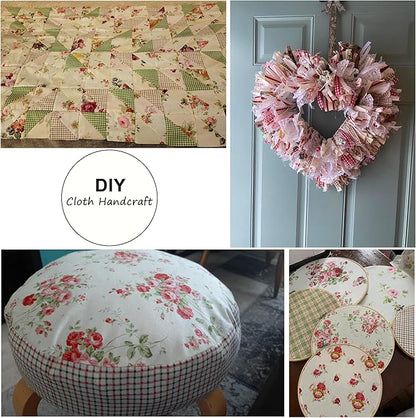 Nodsaw 14-Pieces Vintage Floral Fat Quarters Fabric Bundles Pre-Cuts 18" x 22" - Retro Floral, Rose & Check Prints Cotton Fabric for Quilting, Sewing, Patchwork, and DIY Crafts