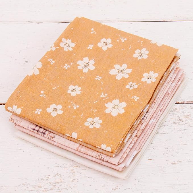Threadart Exclusive 5 Fat Quarter Bundles - Ivory Vintage Prints 100% Cotton Fabric - Premium 100% Cotton Quilting Fabric - No Duplicates - Full Size Fat Quarters 18"x21" - Ivory
