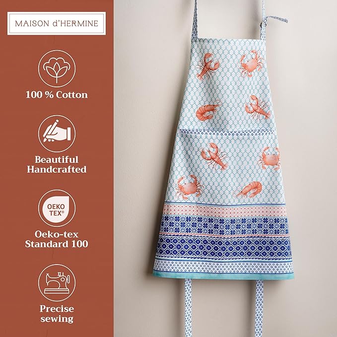 Maison d' Hermine 100% Cotton Apron for women with Pocket Kitchen Chef Apron for Men Cooking Spring Summer