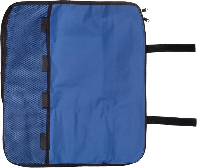 Ergo Chef 8 Pocket Roll Bag for Chef Knives, 1 Large Mesh Pocket for Kitchen Utensils (Blue) with 5pc (Black) Knife Edge Guards & Shoulder Strap