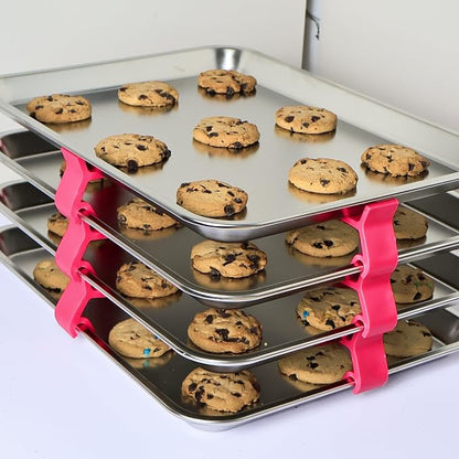 16pcs Baking Sheet Stackers - Saving Harvest Tray Stackers Accessories, Baking Sheet Stacking Clips, Cookie Tray Stacker Clips for Freeze Dryer Trays Kitchen Picnic BBQ (Rose Red)