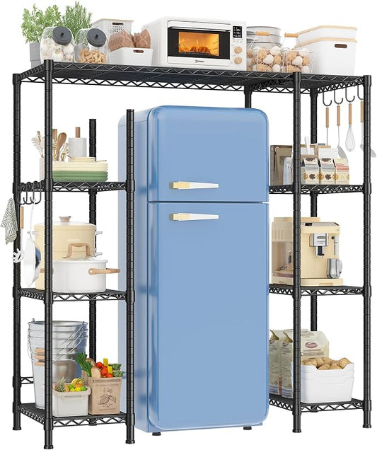 REIBII Mini Fridge Stand,Small Refrigerator Storage Shelves,4 Tier Space-Saving Coffee Bar Cabinet, Adjustable Utility Microwave Stand Storage,Shelf for Dorm Kitchen Living Room,50.2Wx18.11Dx52.36H