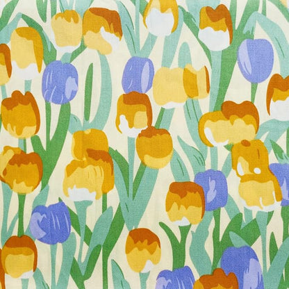 42-8" Precut Quilt Cotton Fabric Squares for Quilting Clearance Sewing DIY Project Floral Fabric Squares (Purple Yellow)