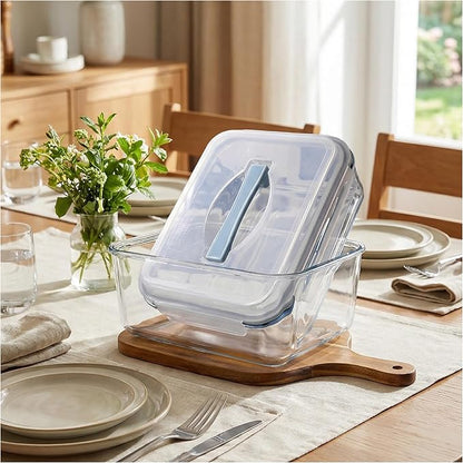 200oz Extra Large Glass Storage Containers with Airtight Locking Lid with Handle - 6000ml Large Glass Food Containers for Rotisserie Chicken/Turkey and Potluck, BPA Free Oven Safe