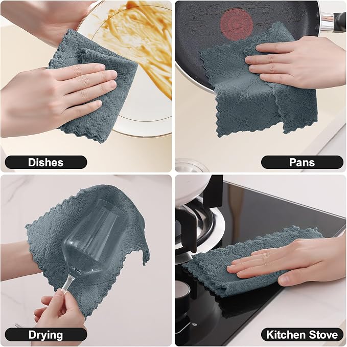 Homaxy 18 Pack Kitchen Cloths Dish Towels (7" x 9", Dark Grey), Super Soft and Absorbent Coral Velvet Dishcloths, Fast Drying No Lint Microfiber Cleaning Cloth