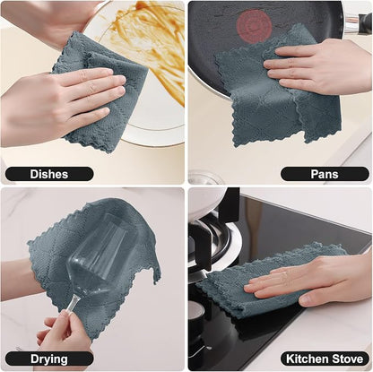 Homaxy 18 Pack Kitchen Cloths Dish Towels (7" x 9", Dark Grey), Super Soft and Absorbent Coral Velvet Dishcloths, Fast Drying No Lint Microfiber Cleaning Cloth