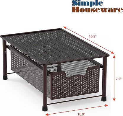 Simple Houseware Stackable Cabinet Basket Drawer Organizer, Bronze