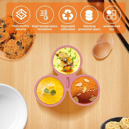 3-Cup Silicone Air Fryer Egg Bite Mold - Mini Round Muffin Pan for Oven, Air Fryer & Cookware, Reusable Non-Stick, Dishwasher Safe