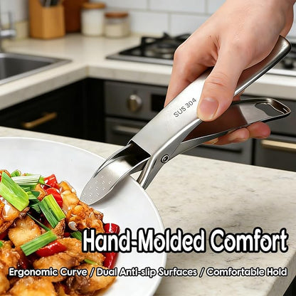 2 Pack Hot Plate Gripper Tongs - 304 Stainless Steel Anti-Scald - Multi-Purpose Bowl Holder Clip for Air Fryer, Instant Pot, Pizza Oven & Kitchen (Lifting & Pouring Accessories)