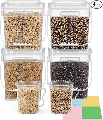 METAPACK Square 1 Gallon 4 Pack Clear Food Grade Storage Containers, (4, 1, Gallons)