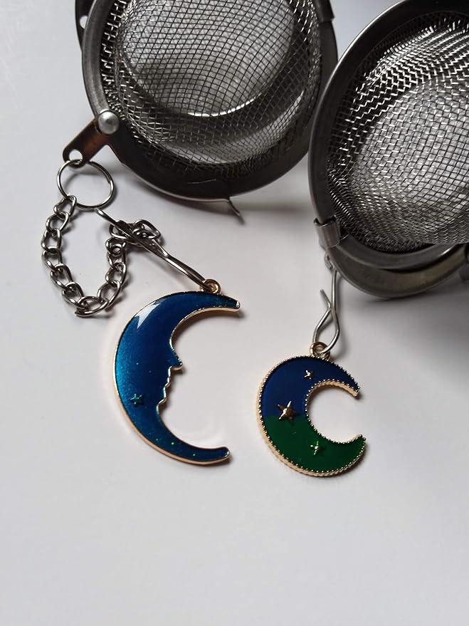 Tea Infusers for Loose Leaves with Blue Moon Charms Set of 2