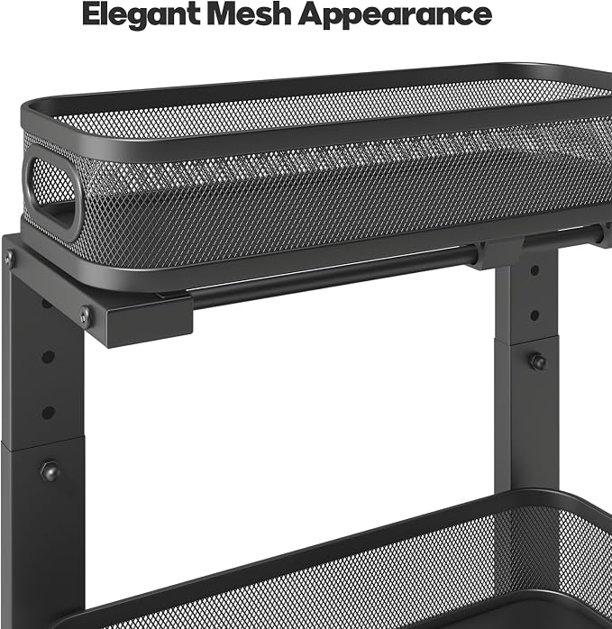 2 Pack 15.7IN-Depth Under Sink Organizer With Smooth Cylindrical Rail,2-Tier Pull Out Multi-Purpose Cabinet Storage for Bathroom&Kitchen,Height Adjustable,Rust-resistant Coating-Gun Gray
