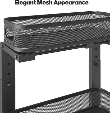 2 Pack 15.7IN-Depth Under Sink Organizer With Smooth Cylindrical Rail,2-Tier Pull Out Multi-Purpose Cabinet Storage for Bathroom&Kitchen,Height Adjustable,Rust-resistant Coating-Gun Gray