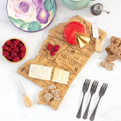 Totally Bamboo Destination Mississippi State Shaped Serving and Cutting Board, Includes Hang Tie for Wall Display