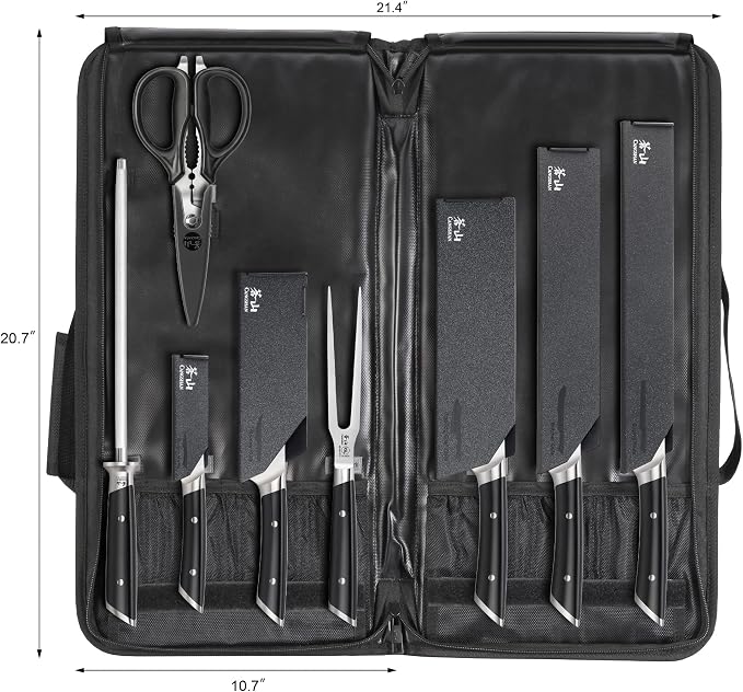 Cangshan HELENA Series German Steel Forged BBQ Knife Set (Black, 9-Piece Bag Set)