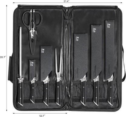 Cangshan HELENA Series German Steel Forged BBQ Knife Set (Black, 9-Piece Bag Set)