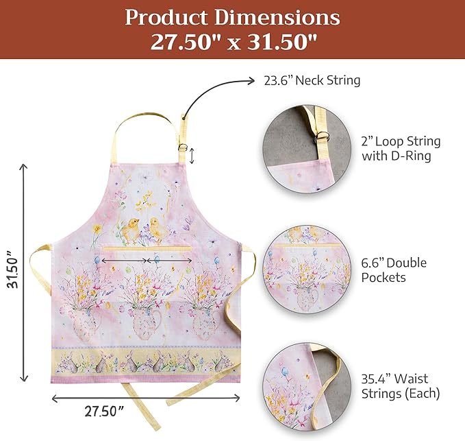 Maison d' Hermine 100% Cotton Apron for women with Pocket Kitchen Chef Apron for Men Cooking Spring Summer