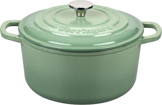 VORRINGARD Enameled Cast Iron Dutch Oven Pot with Lid, for Sourdough Bread Baking, Round Dutch Ovens, 4.5 Quart, Sage Green