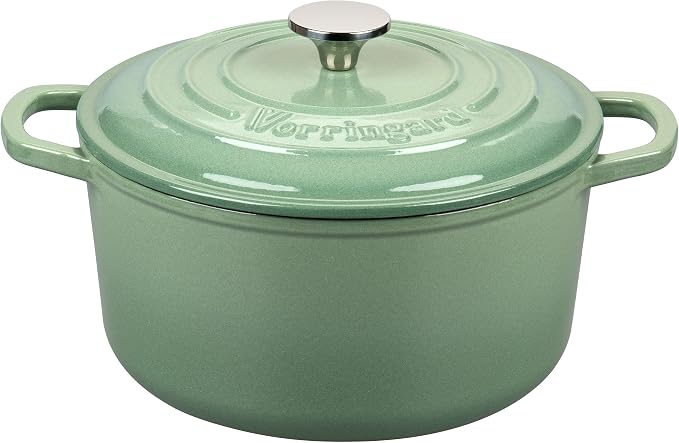 VORRINGARD Enameled Cast Iron Dutch Oven Pot with Lid, for Sourdough Bread Baking, Round Dutch Ovens, 6 Quart, Sage green