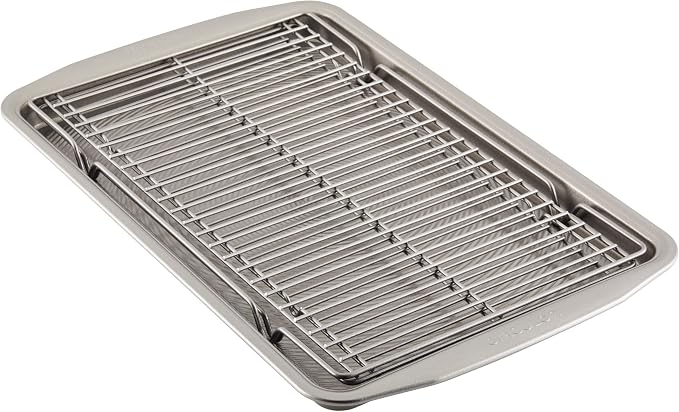 Circulon Bakeware Baking Sheet/Cookie Pan and Cooling Rack Set, 3 Piece, Gray