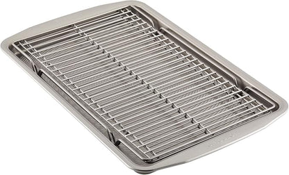 Circulon Bakeware Baking Sheet/Cookie Pan and Cooling Rack Set, 3 Piece, Gray
