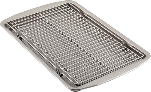 Circulon Bakeware Baking Sheet/Cookie Pan and Cooling Rack Set, 3 Piece, Gray