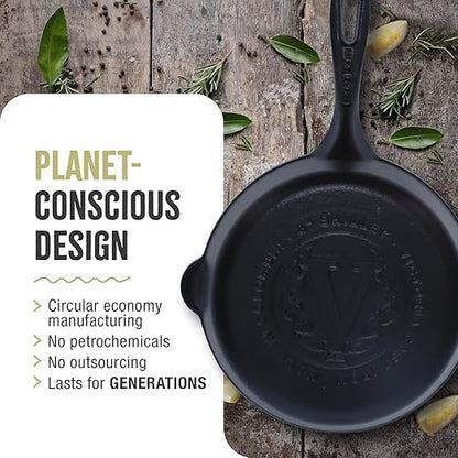 Victoria 8-Inch Cast Iron Skillet, Pre-Seasoned Cast-Iron Frying Pan with Long Handle, Made in Colombia