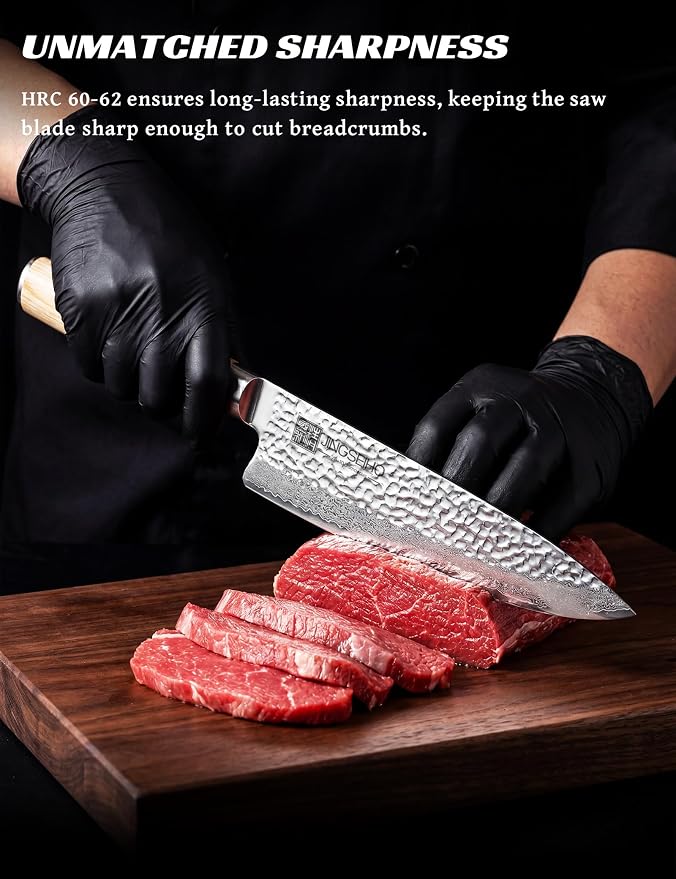Damascus Chef Knife 8 Inch - VG-10 67-Layer Forged Steel,Lab Tested Razor-Sharp Edge and Long-lasting,Ergonomic Balance, Easy-Care Kitchen Gyuto Cutlery for Home Cooks